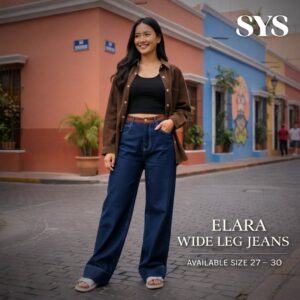 SYS Clothier Elara Wide Leg Denim Jeans || High Waist Denim Jeans Wanita Size 27-30