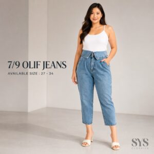 Sys Clothier Olif 7/9 Jeans | High Waist Karet Cropped Denim Size 27–34