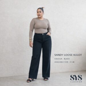 SYS Clothier Sandy Loose Kulot Jeans Wanita | High Waist Kulot Wide Leg Denim Size 31-38