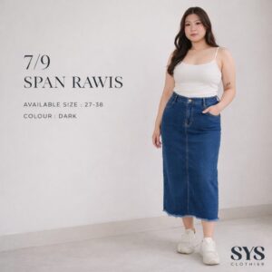 SYS Clothier 7/9 Span Rawis Skirt | Rok High Waist Wanita (Size 27-38)