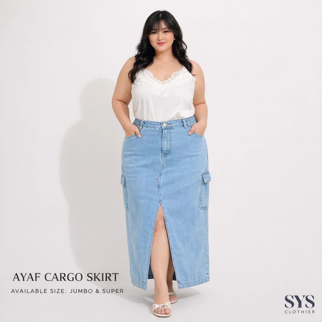 Rok Jeans Cargo Wanita Jumbo Ayaf Cargo Skirt