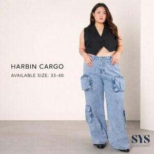 Cargo jeans bigsize wanita