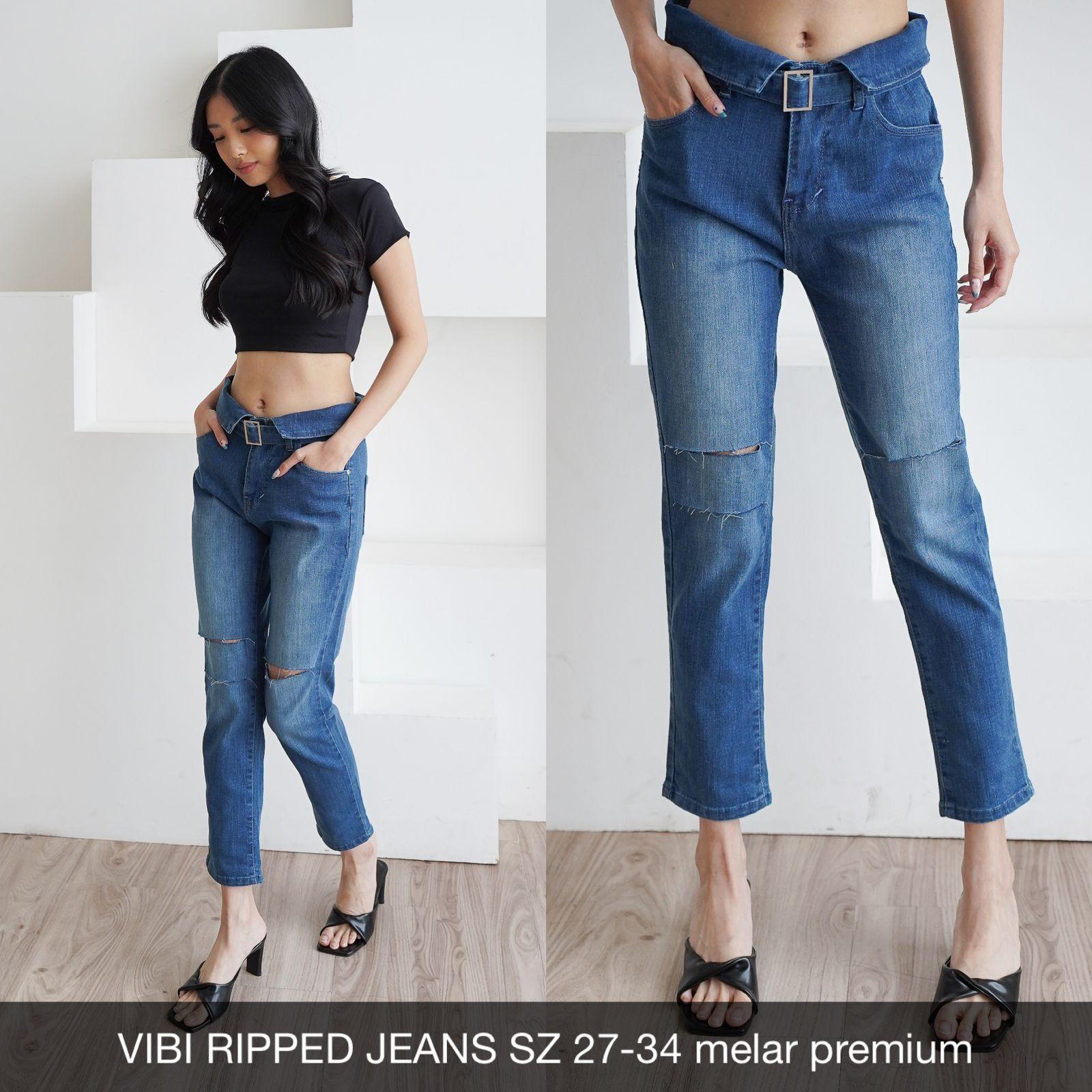 celana jeans wanita sobek slim fit nyaman