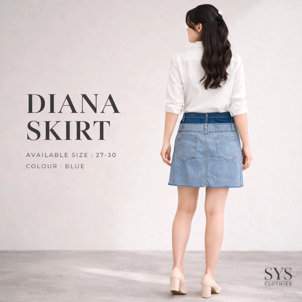 SYS Clothier Diana Skirt Jeans || Rok Highwaist Layer Denim Wanita (Size 27-38) - Gambar 7
