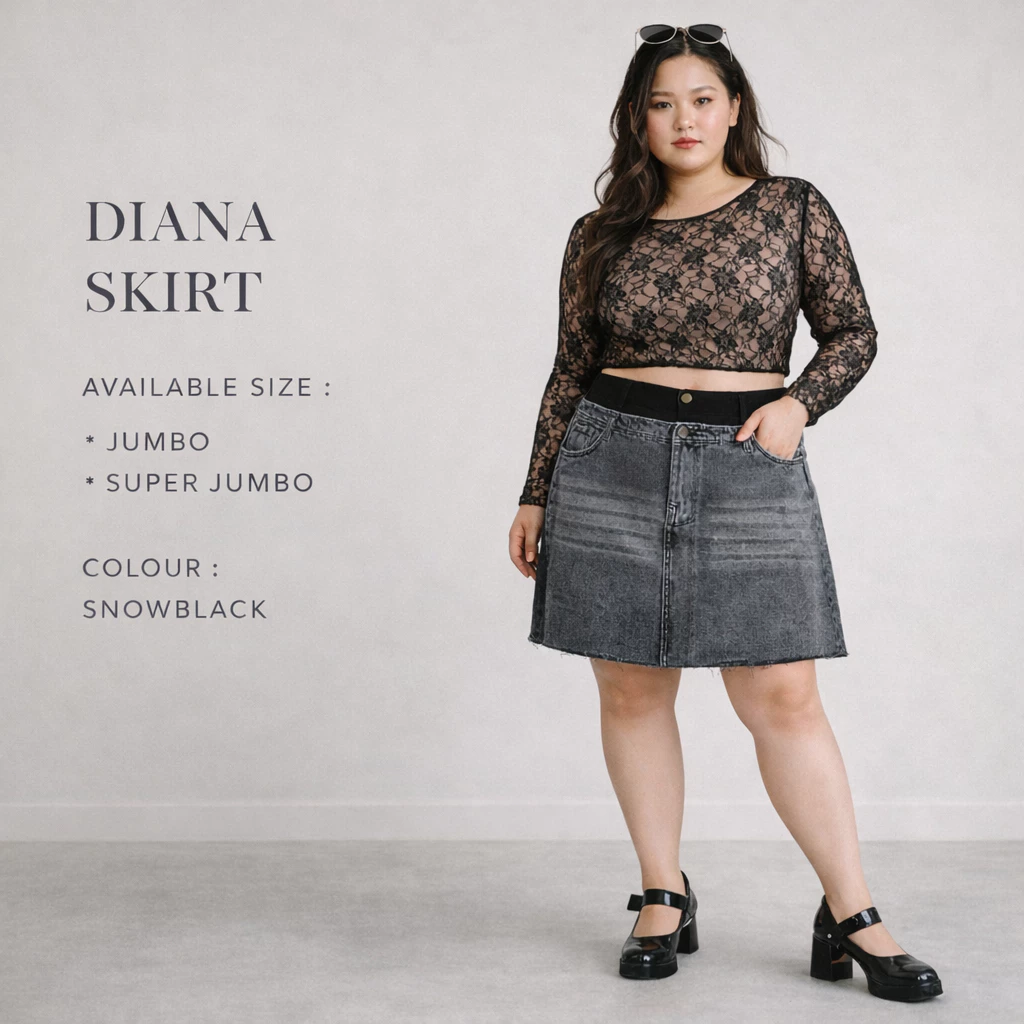SYS Clothier Diana Skirt Jeans || Rok Highwaist Layer Denim Wanita (Size 27-38) - Gambar 4