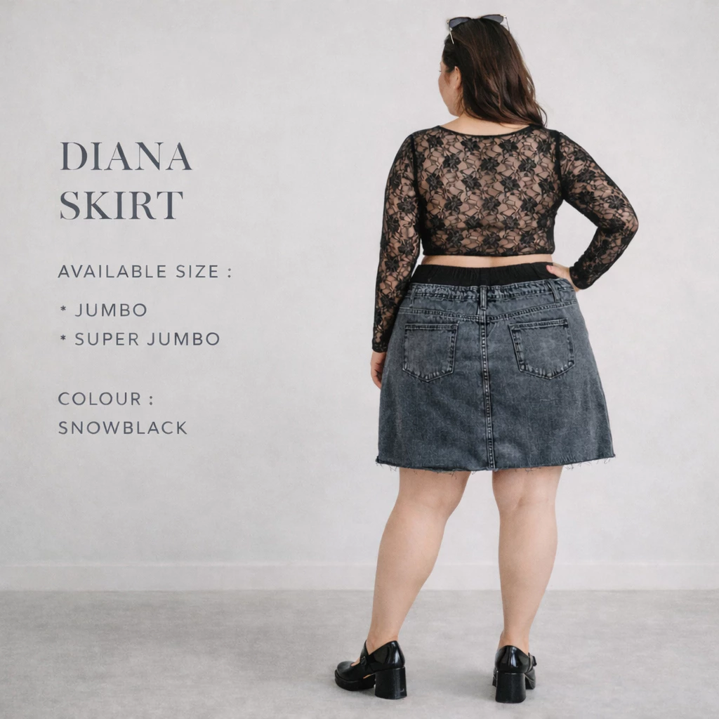 SYS Clothier Diana Skirt Jeans || Rok Highwaist Layer Denim Wanita (Size 27-38) - Gambar 6