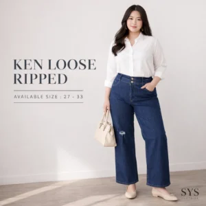 SYS Clothier Ken Loose Ripped Jeans I Celana High Waist Denim Wanita Premium (Size 27-33)