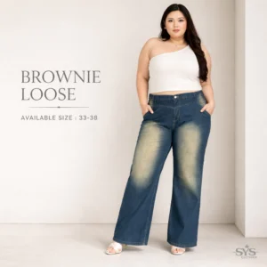 Loose Jeans Wanita | High Waist Wide Leg