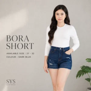 Sys Clothier Bora Short Jeans Wanita II Celana Pendek High Waist Distressed Denim Short (Size 27-32)