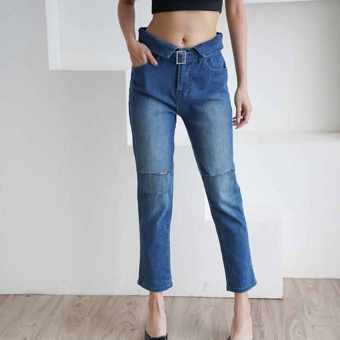 jeans wanita ripped melar premium
