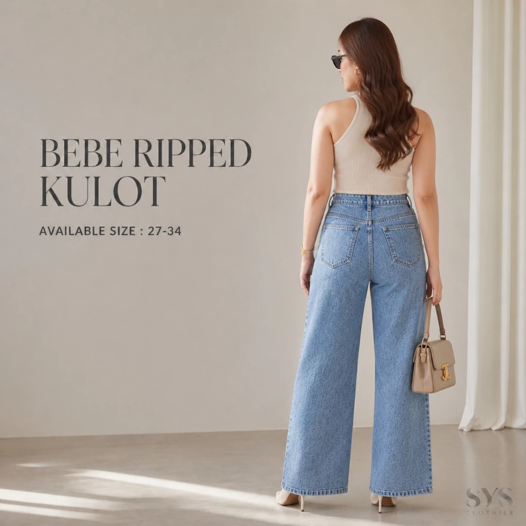 Sys Clothier Turku Kulot Jeans Wanita | Celana High Waist Loose Fit Denim Premium Bigsize (Size 27-32) - Gambar 6