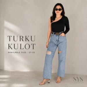 Sys Clothier Turku Kulot Jeans Wanita | Celana High Waist Loose Fit Denim Premium Bigsize (Size 27-32)