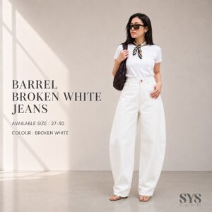 SYS Clothier Barrel Broken White Jeans || Barrel Jeans Wanita High Waist Premium Size 27–30