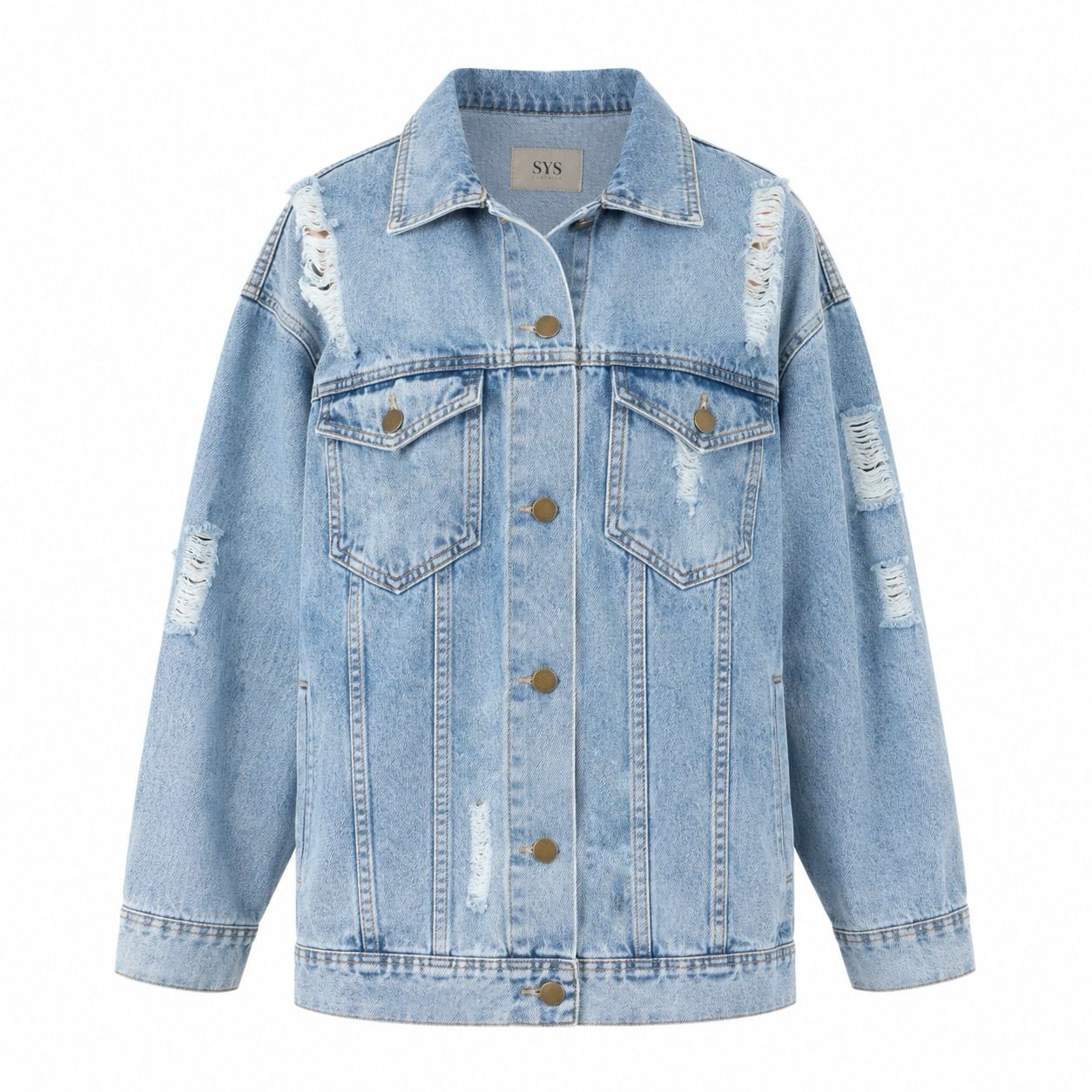 Sys Clothier Oversize Denim Jacket II Snowblue Jaket Jeans Wanita Loose Fit All Size (Fit to XL) - Gambar 5