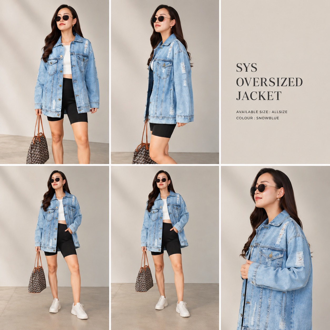 Sys Clothier Oversize Denim Jacket II Snowblue Jaket Jeans Wanita Loose Fit All Size (Fit to XL) - Gambar 3
