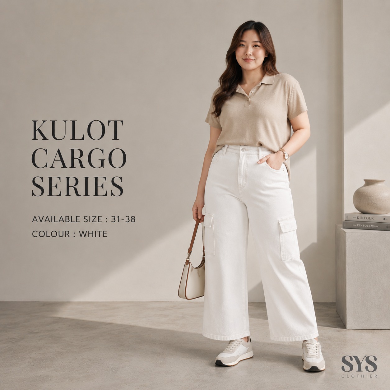 Sys Clothier Kulot Cargo Series Jeans Wanita I Celana Panjang Jumbo High Waist Loose Fit Denim Premium (Size 31-38) - Gambar 3