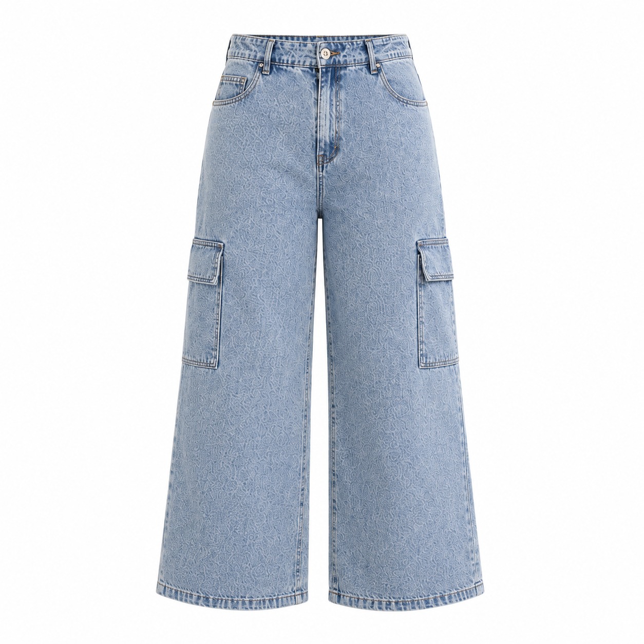 Sys Clothier Kulot Cargo Series Jeans Wanita I Celana Panjang Jumbo High Waist Loose Fit Denim Premium (Size 31-38) - Gambar 8