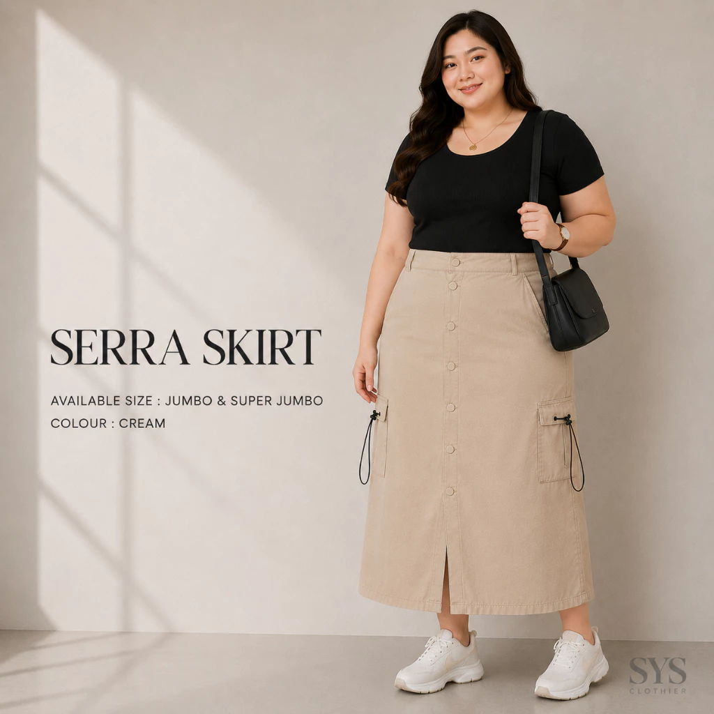 Sys Clothier Serra Skirt Cargo | Rok Wanita High Waist Premium Bigsize (Size Jumbo) - Gambar 3