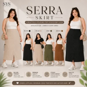 Sys Clothier Serra Skirt Cargo | Rok Wanita High Waist Premium Bigsize (Size Jumbo)
