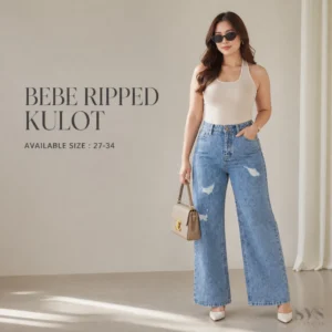 Sys Clothier Bebe Ripped Kulot Jeans Wanita I Celana High Waist Wide Leg Denim Premium Bigsize (Size 27-34)