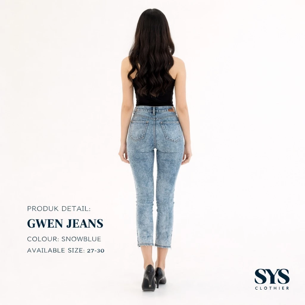 Sys Clothier Gwen Lace Up Series Jeans Wanita l High Waist Slim Fit Denim Premium (Size 27-34) - Gambar 2