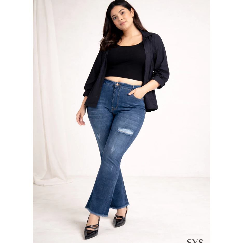 Sys Clothier Alaskan Cutbray Jeans | High Waist Flare Denim Size 31–42 - Gambar 4