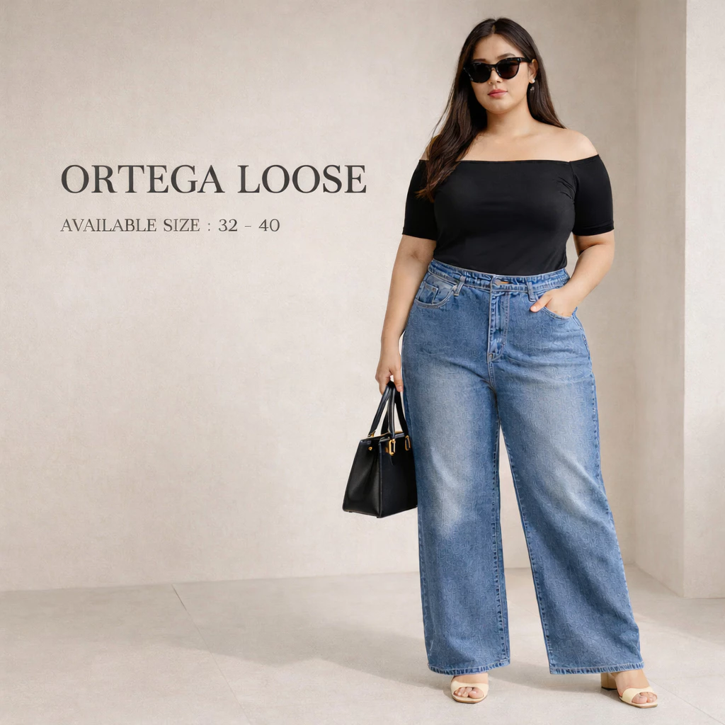 Sys Clothier Ortega Loose Kulot Jeans Wanita | High Waist Wide Leg Premiun Big Size (Size 32-40)