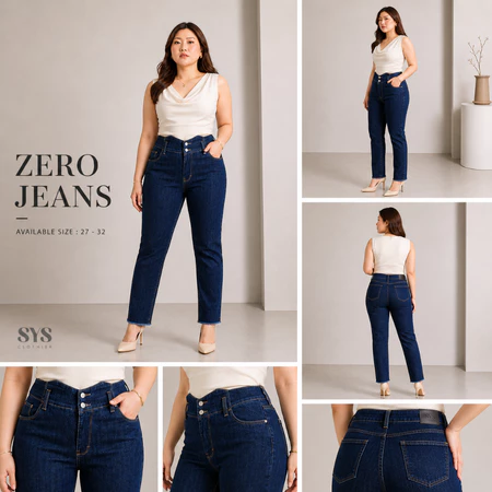 Sys Clothier Zero Shape Jeans Wanita I Celana Denim High Waist Premium Stretch Bigsize (Size 27-32)
