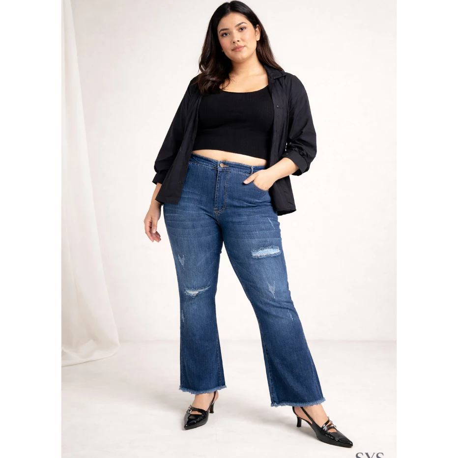 Sys Clothier Alaskan Cutbray Jeans | High Waist Flare Denim Size 31–42 - Gambar 3