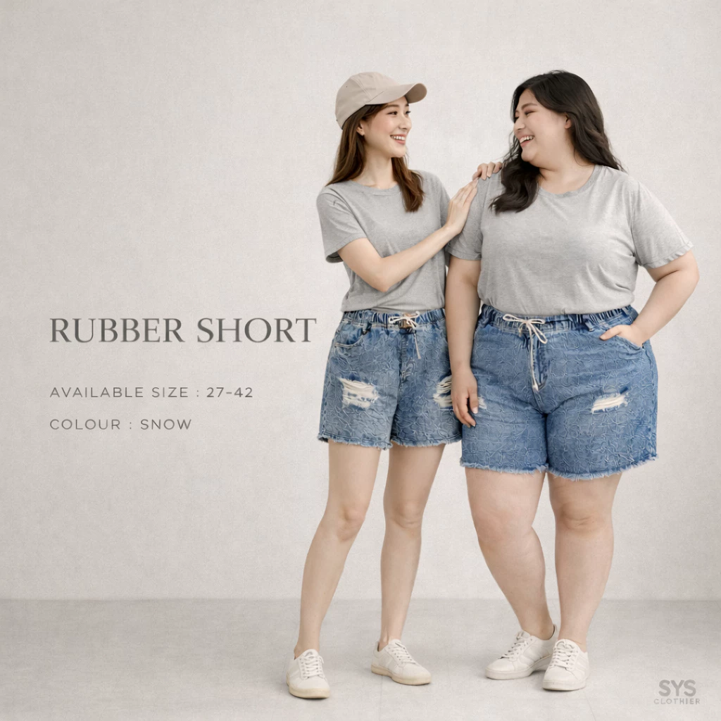 SYS Clothier Rubber Snow Short Ripped Wanita | Celana Pendek High Waist Stretch Premium (Size 27–42)