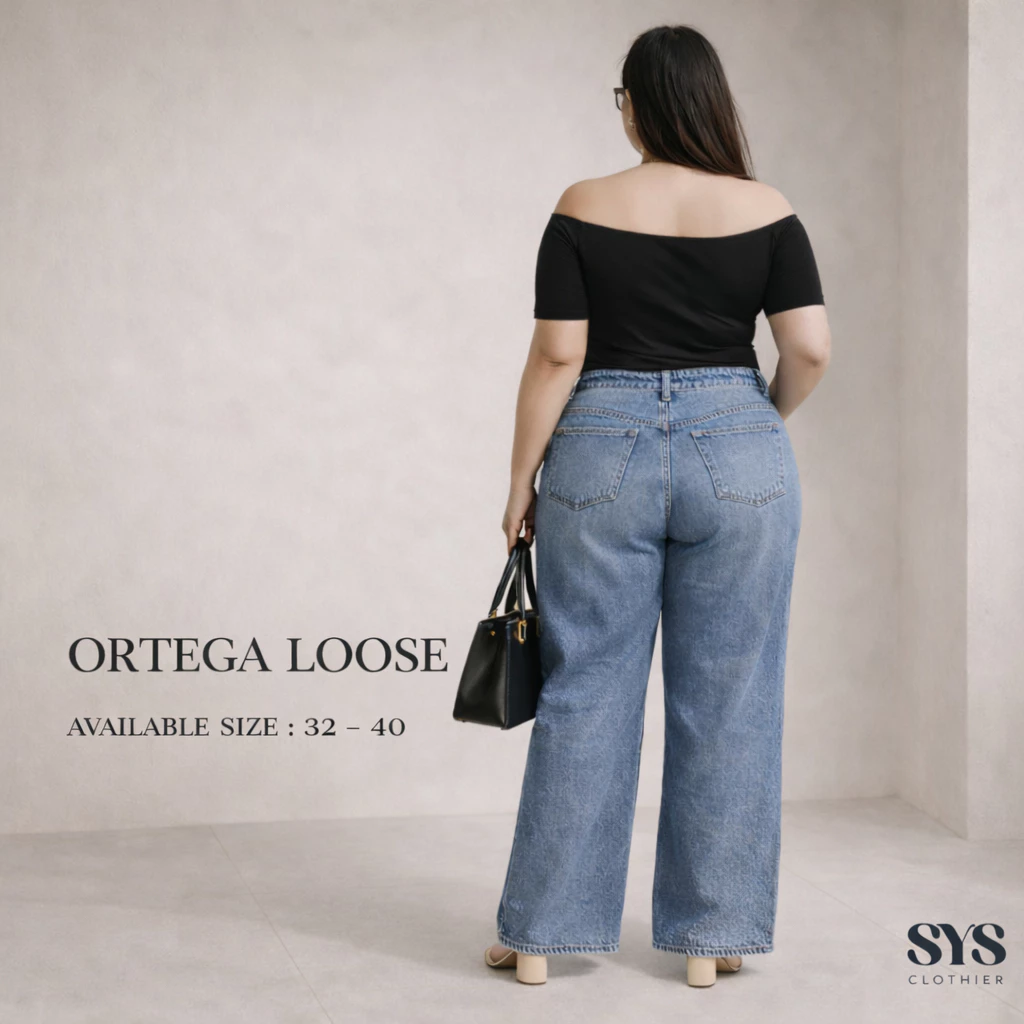 Sys Clothier Ortega Loose Kulot Jeans Wanita | High Waist Wide Leg Premiun Big Size (Size 32-40) - Gambar 3