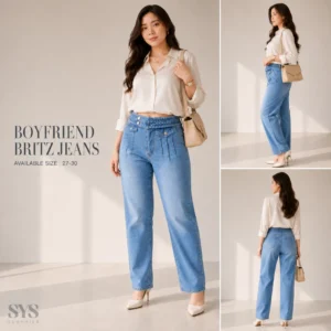 Sys Clothier Boyfriend Britz Jeans Wanita I Celana High Waist Loose Straight Denim Premium (Size 27-30)