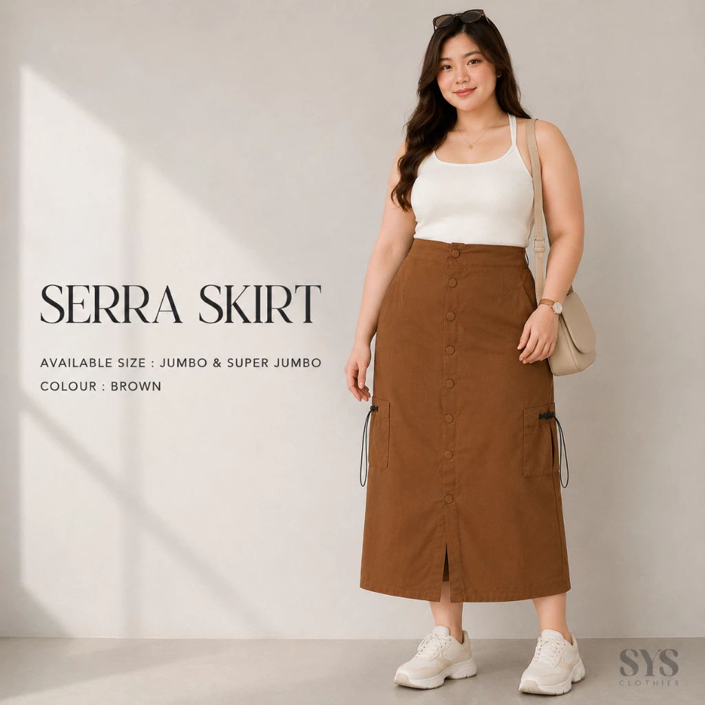 Sys Clothier Serra Skirt Cargo | Rok Wanita High Waist Premium Bigsize (Size Jumbo) - Gambar 5
