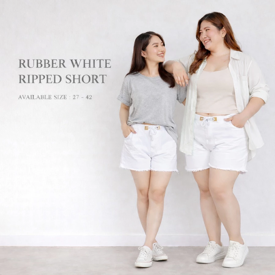 SYS Clothier Series Rubber Short Ripped Wanita | Celana Pendek High Waist Stretch Premium (Size 27–42) - Gambar 2