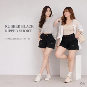 SYS Clothier Series Rubber Short Ripped Wanita | Celana Pendek High Waist Stretch Premium (Size 27–42)