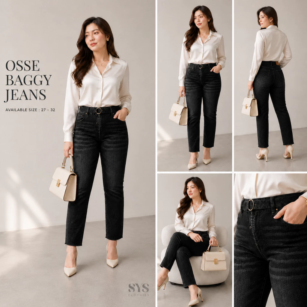 Sys Clothier Osse Baggy Jeans Wanita I Celana Denim High Waist Slim Fit Premium (Size 27-32) - Gambar 3