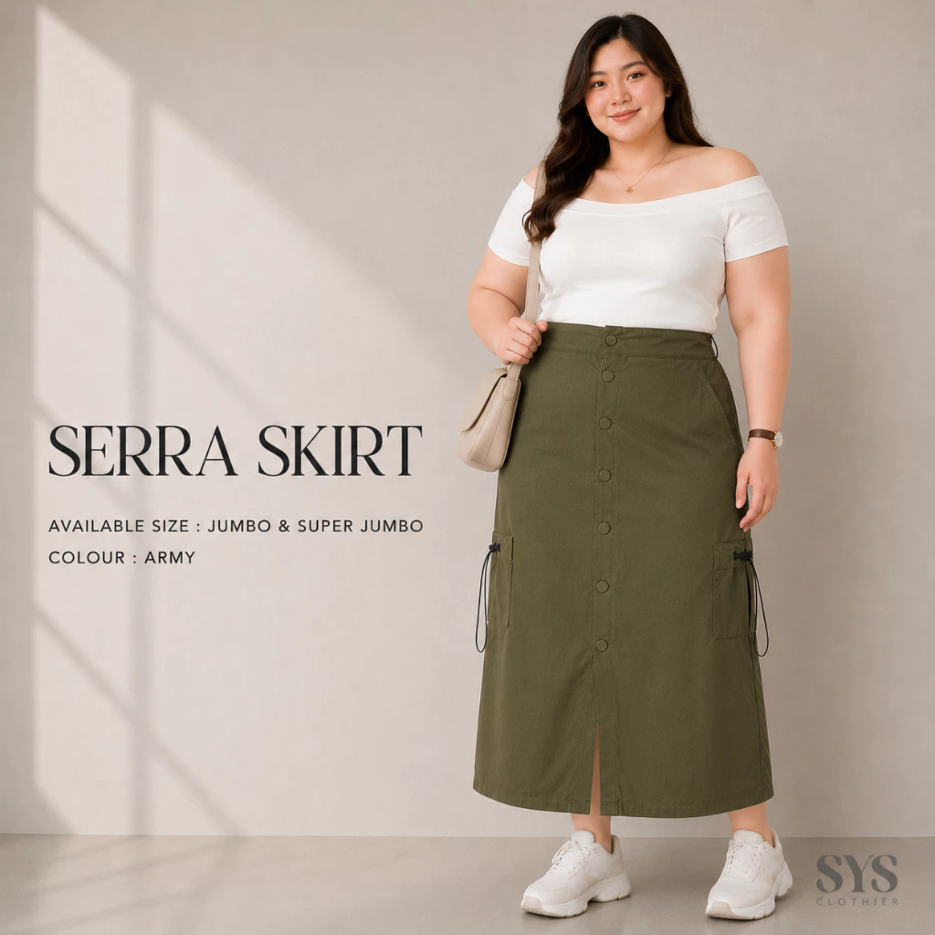 Sys Clothier Serra Skirt Cargo | Rok Wanita High Waist Premium Bigsize (Size Jumbo) - Gambar 4