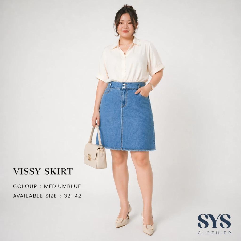 rok jeans wanita ukuran besar model casual