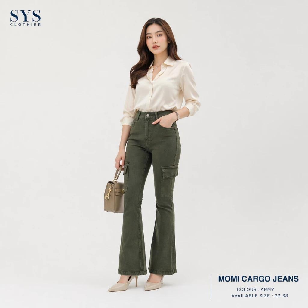 Jeans Wanita High Waist Cargo Cutbray