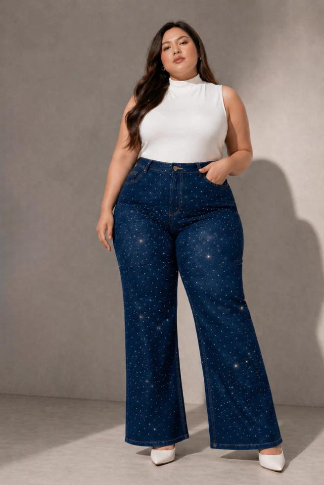 Sparkle Cutbray/Flare Jeans