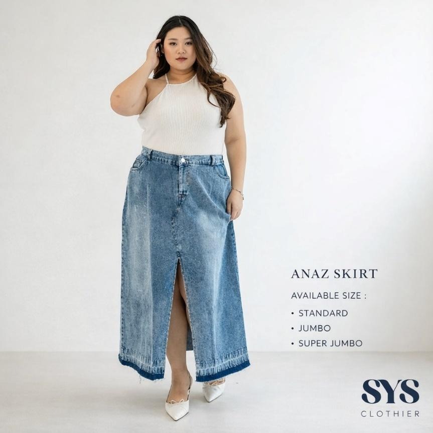 rok jeans panjang ukuran 30 up
