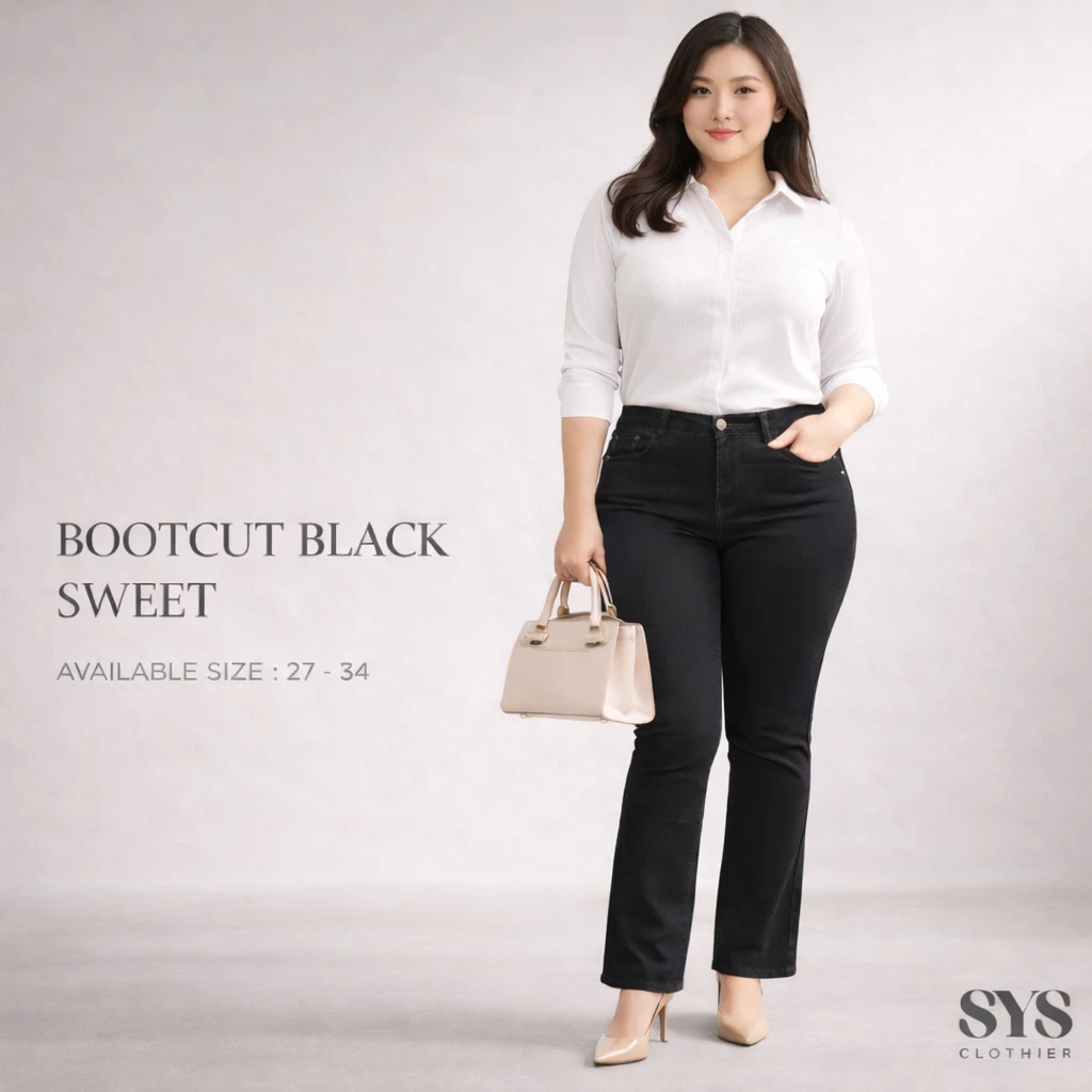 Celana Jean Wanita Model High Waist Flare