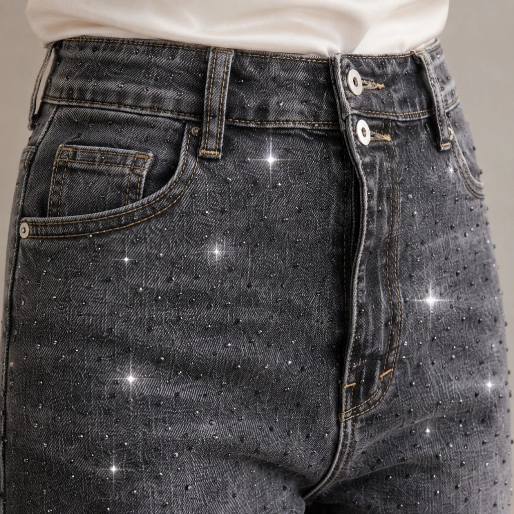 SYS Clothier Black Diamond Ripped Jeans Wanita I Celana Denim High Waist Glitter Premium Stretch (Size 27-31) - Gambar 3